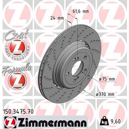 Zimmermann Brake Disc - Fusion Z/Coated, 150.3475.70 150.3475.70